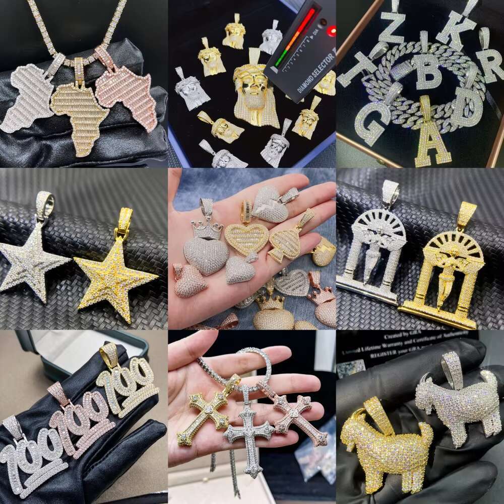 Shining Jewelry Ready to Ship 925 Sterling Silver Hip Hop Iced Out Vvs Moissanite Hamsa Pendant Necklace