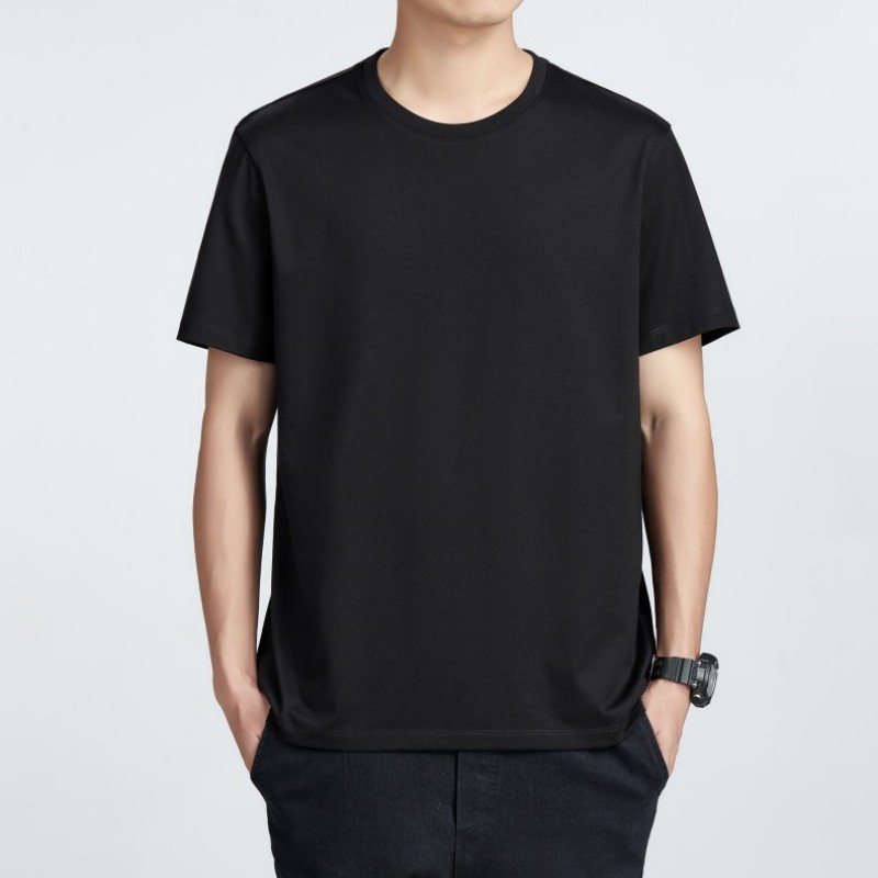 Men's T-Shirts Men's Plain White Crew Neck T-Shirt, Short Sleeve Cotton Basic Tee, Comfortable Casual Top for Daily & Summer Wear