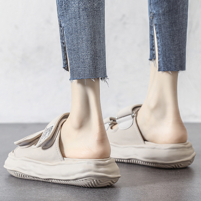 2025 Summer New Trendy Platform slippers for Women Versatile Outdoor Comfort sandals with Soft Cushioned Sole Stylish Black & White Color Options hot 