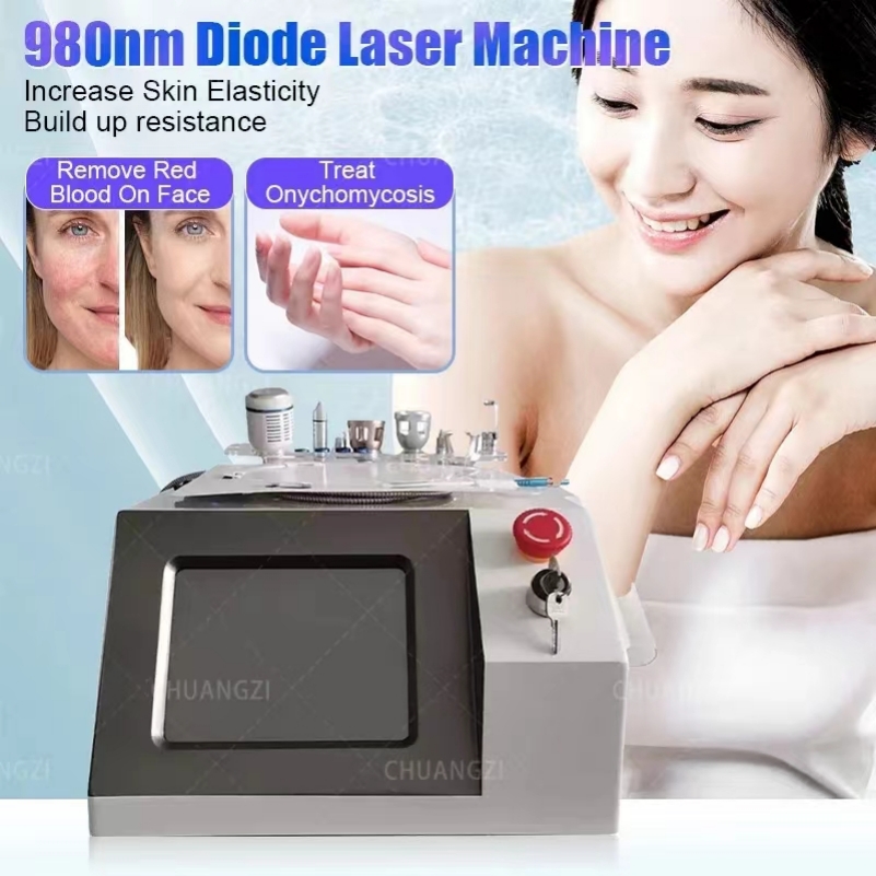 Portable High-Power 6-In-1 980nm Laser Skin and Nail Fungal Infection Removal Device For Red Blood Silk Spider Vein Removal