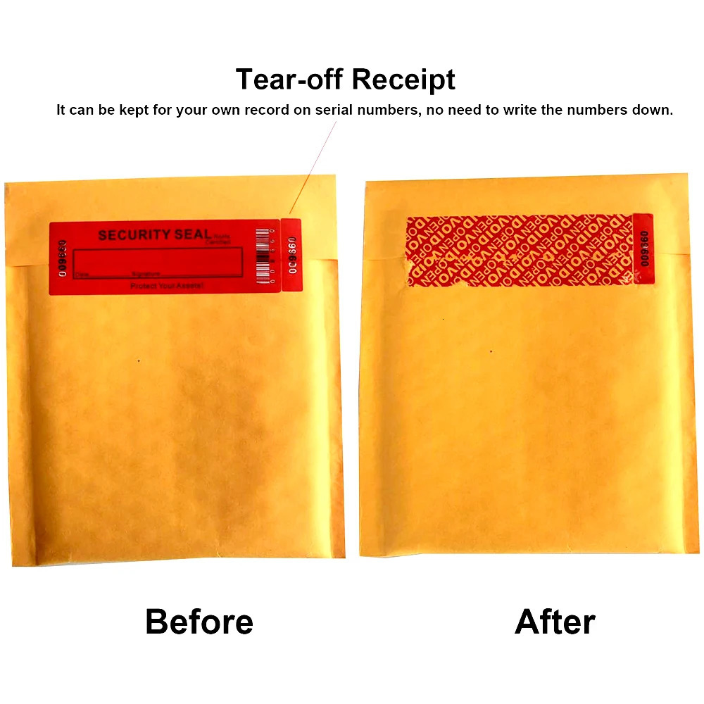 100% Total Transfer Tamper Evident labels Security Warranty Void Stickers red Large 35*120 mm Triple Serial Numbers seal sticker 250402