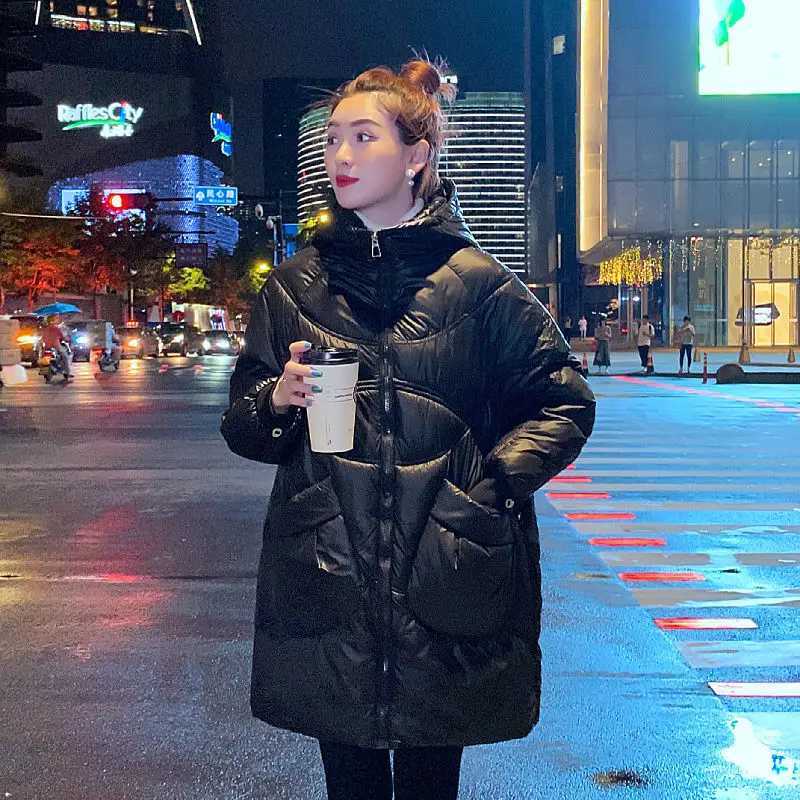 The New Style Womens Cotton-padded Jacket Loose Bread Coat Mid-length Ins Cotton-padded Jacket Versatile Stylish Women OutcoatT251105
