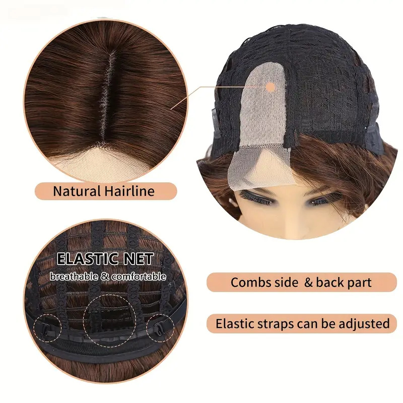Amazon New Arrival Wigs European & American Women's Wigs Multi-Color Lace-Front Parted Natural Short Curly Wig Cap