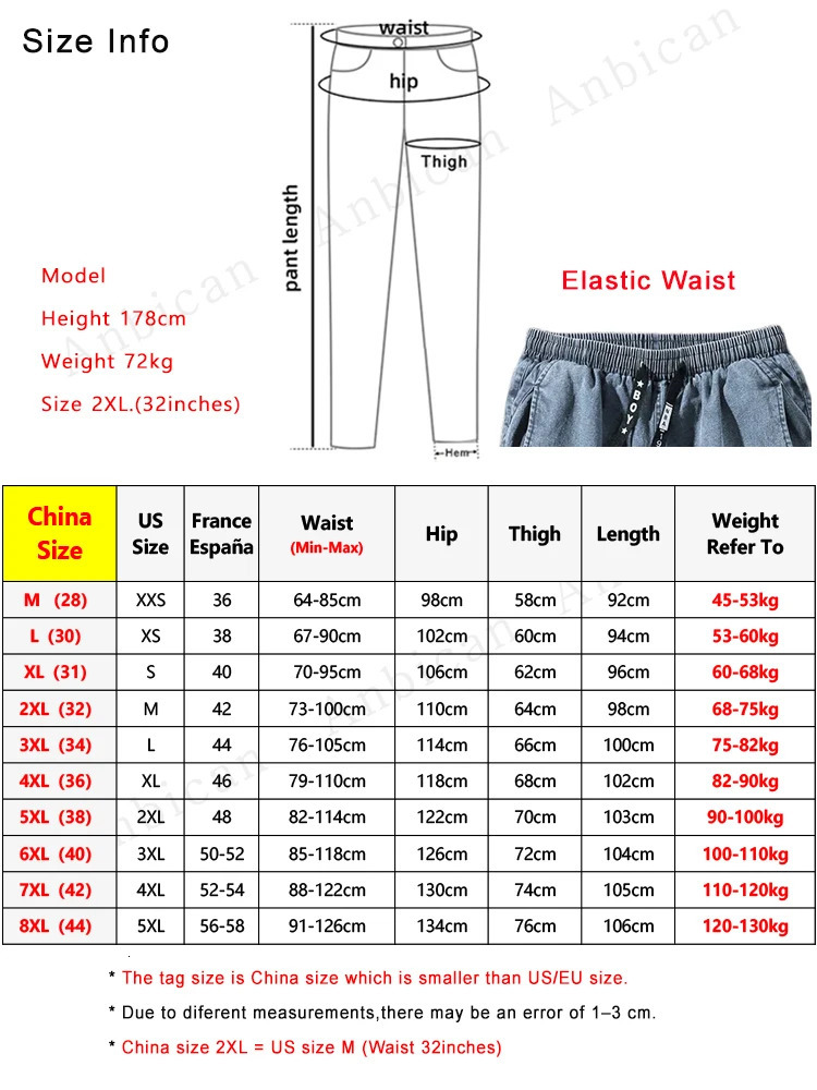 Spring and Autumn Mens Jeans Multi Pocket Work Clothes Cargo Pants Black and Blue Elastic Waist Denim Jogger Large Size Jeans Trousers 8XL 250402