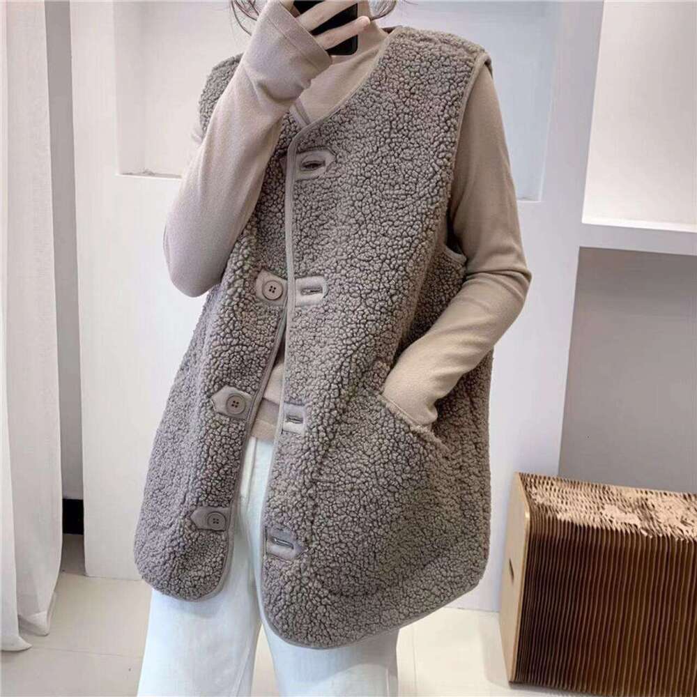 Women's Jacket Autumn Winter New Faux Shearling Fur Loose Korean Style Sleeveless Vest Trendy B5