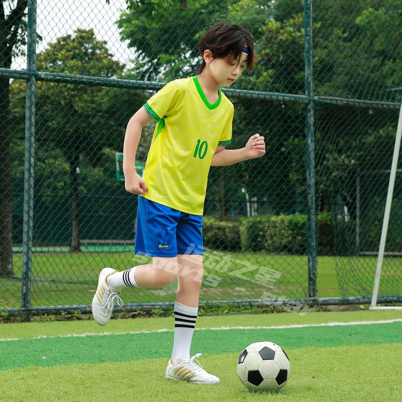 Children's sports suit boy girl Brazilian NeymarFans shirt Training wear games rugby Football Shirt Kids Child Sets Kit uniform