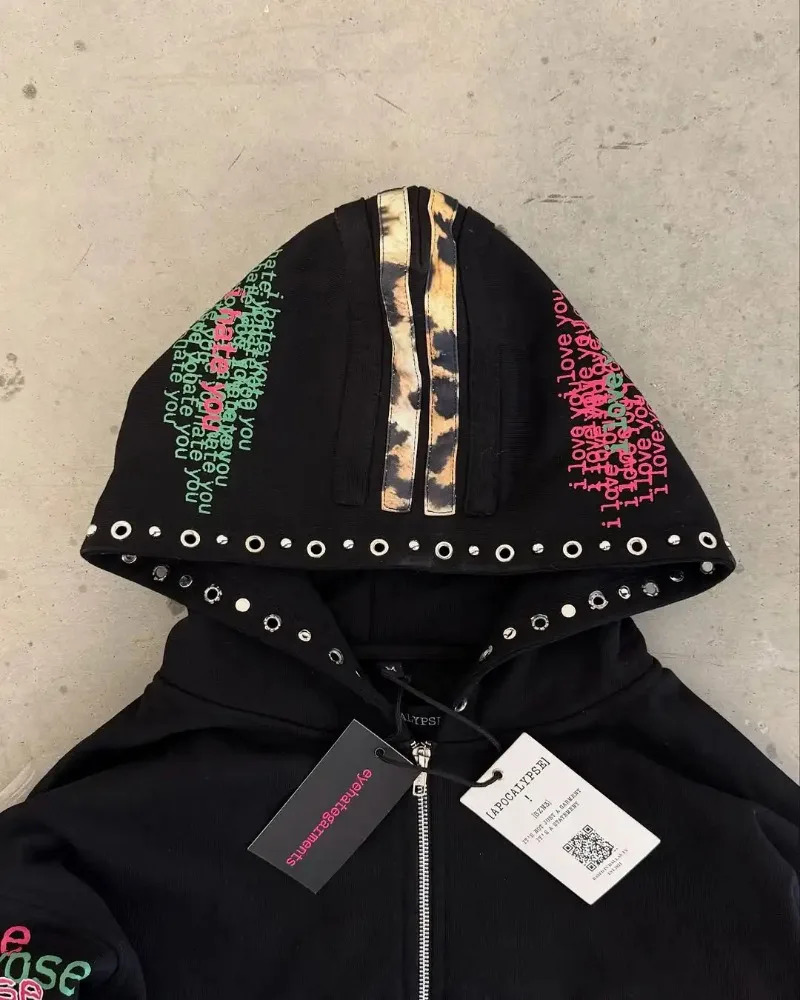 Eyehategarment Hoodie Hip Hop Zipper Hoodie Harajuku Fashion Leopard Print Loose Hoodie Mens Clothing Casual Jacket Street Clothing 250402