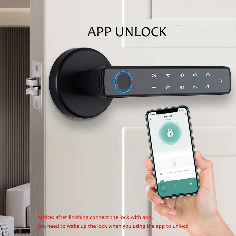 Tuya Smart Fingerprint Door Lock knob Bluetooth Wireless Digital Door Lock Keyless Entry Door Lock Home Security Remote Lock 250402