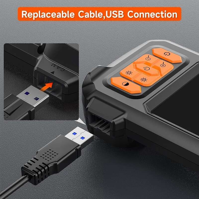 Endoscope Camera 4.3'' IPS Screen HD1080P 8MM Removable Cable 1-100 Meter USB Pipe Inspection Borescope Waterproof 8LEDs 2600mAh