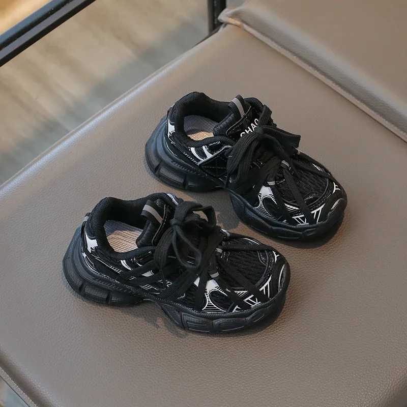 Kids Shoes for Boy School Black Beige Versatile Sports Shoes for Girls Fashion Causal Patchwork Children Mesh Chunky SneakersT251105