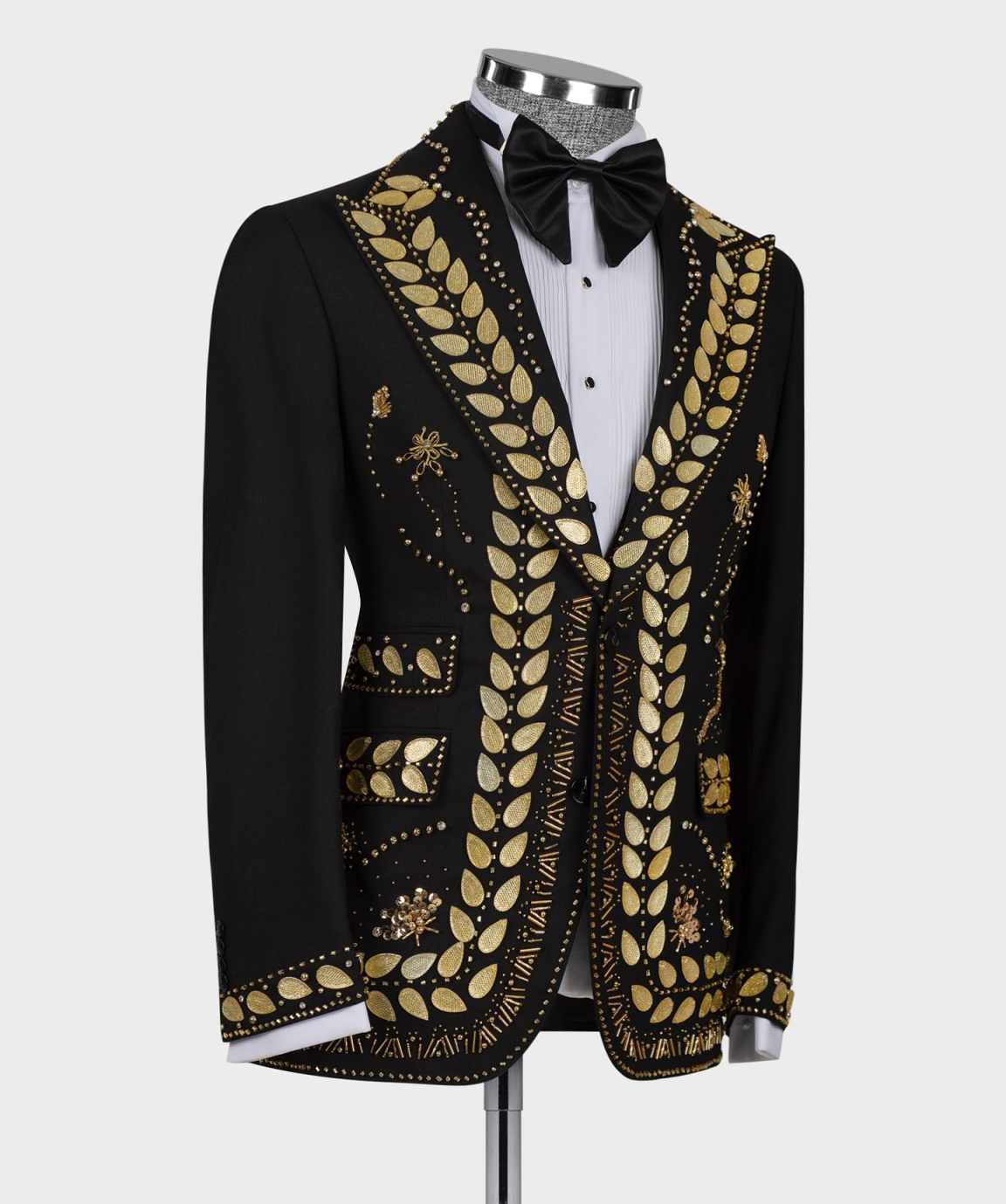 Luxury Men Suit 2 Pieces Jacket Pants Jewelry Decor Beading Crystal Wedding Tuxedos Prom Party Customized trajes para hombre