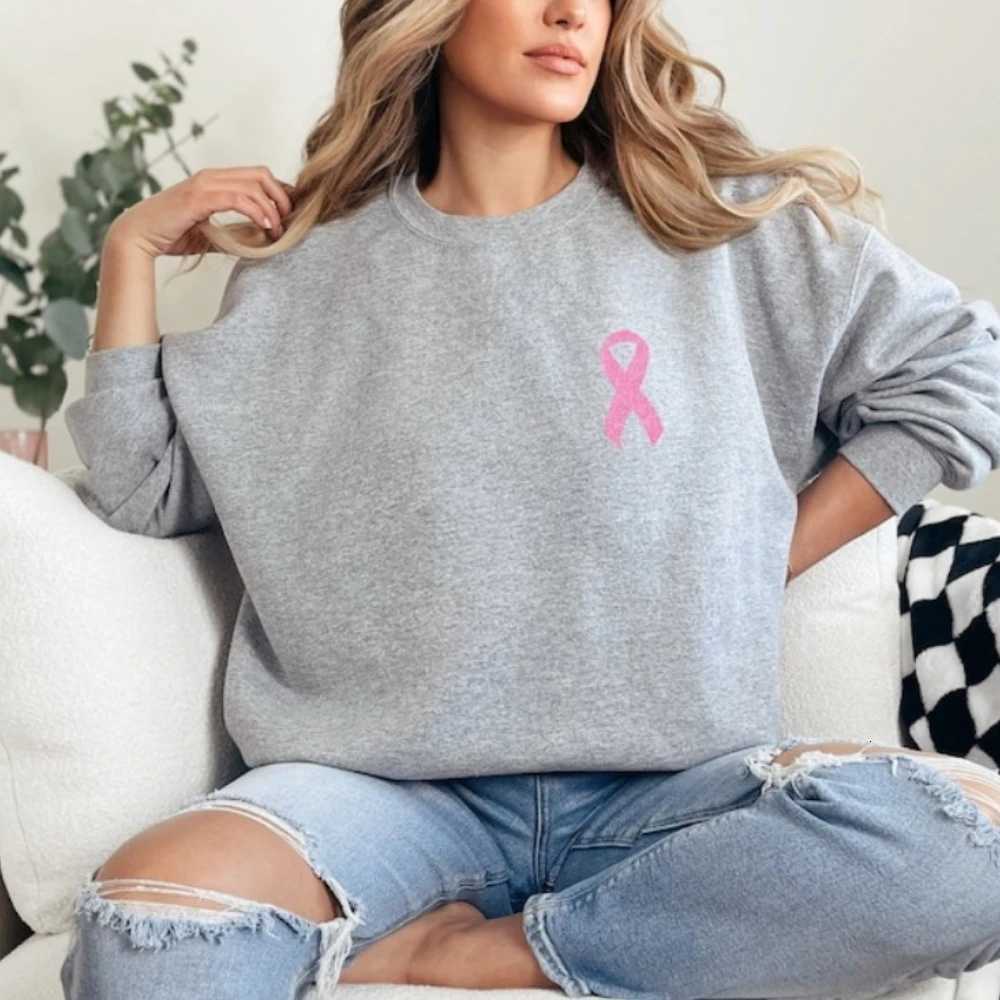 Pink Glitter Ribbon Hoodie Breast Cancer Sweatshirt Pink Ribbon Hoodie Cancer Survivor Pullover Pocket Adjustable DrawstringT251105