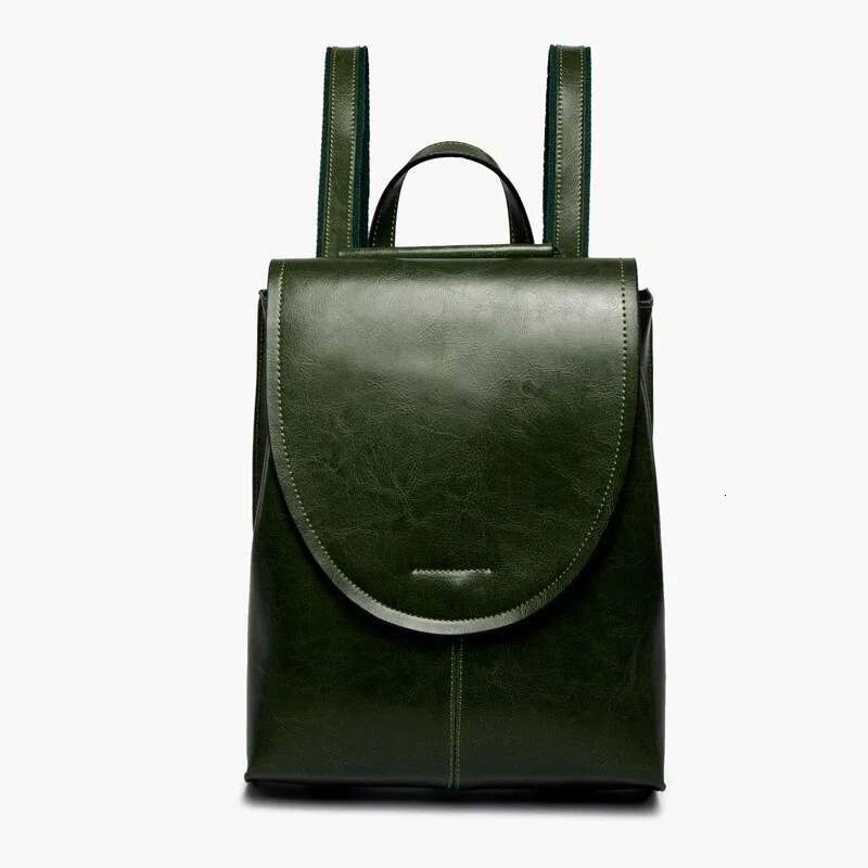 Backpack Backpack 2024 New European-American Style All-Match Leather Women's Bag Fashion Oil Wax Cowhide Schoolbag Women