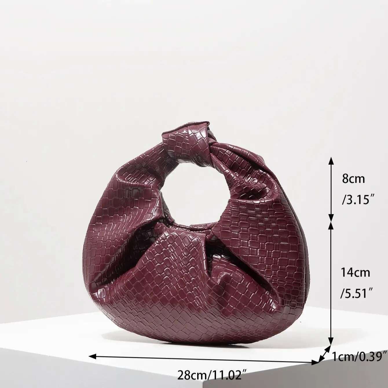 Retro Artificial Leather Woven Pattern Handbag, Knotted Decorative Crescent Pleated Cloud Bag, Women's Party Dress, Bury Wallet, Elegant Evening 