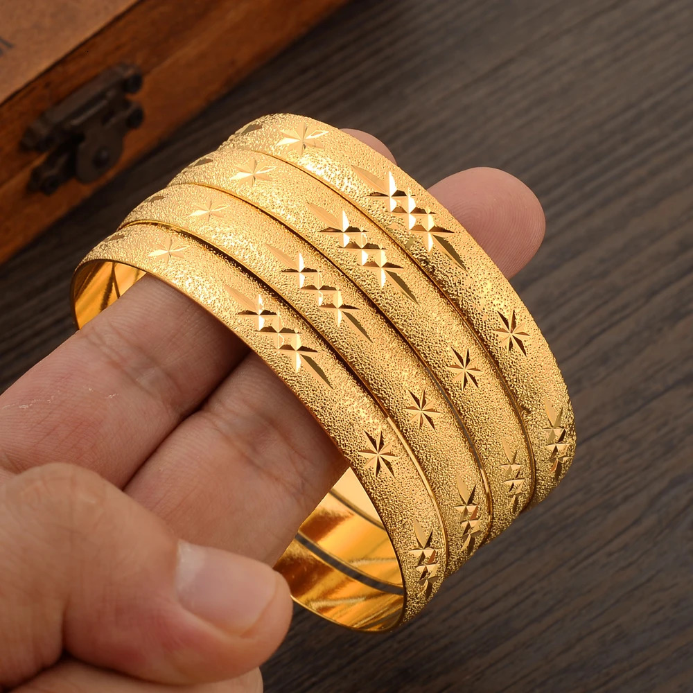 Dubai Gold Bangles for Women Men Gold Color Ethiopian Bracelets African Jewelry Saudi Party Gift 251031