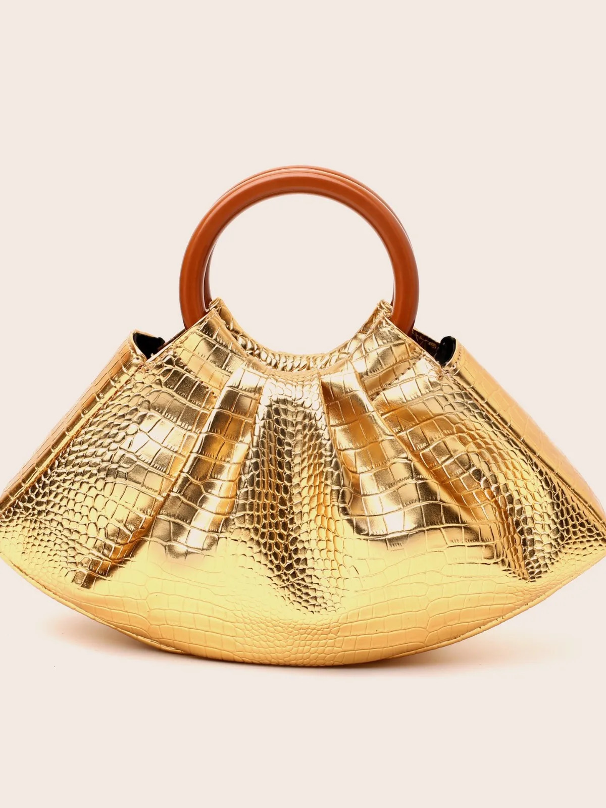 Womens Wooden Round Handbag Folding Handbag Wedding Dinner CLUTCH Top Fashion Cloud Bag Handbag 250402