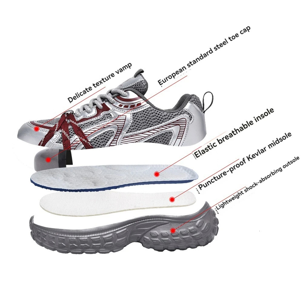 Women tennis work safety Shoes Comfor security shoes woman steel toe Sneakers Lightweigh Breathable Non-Slip summer work boots 251104