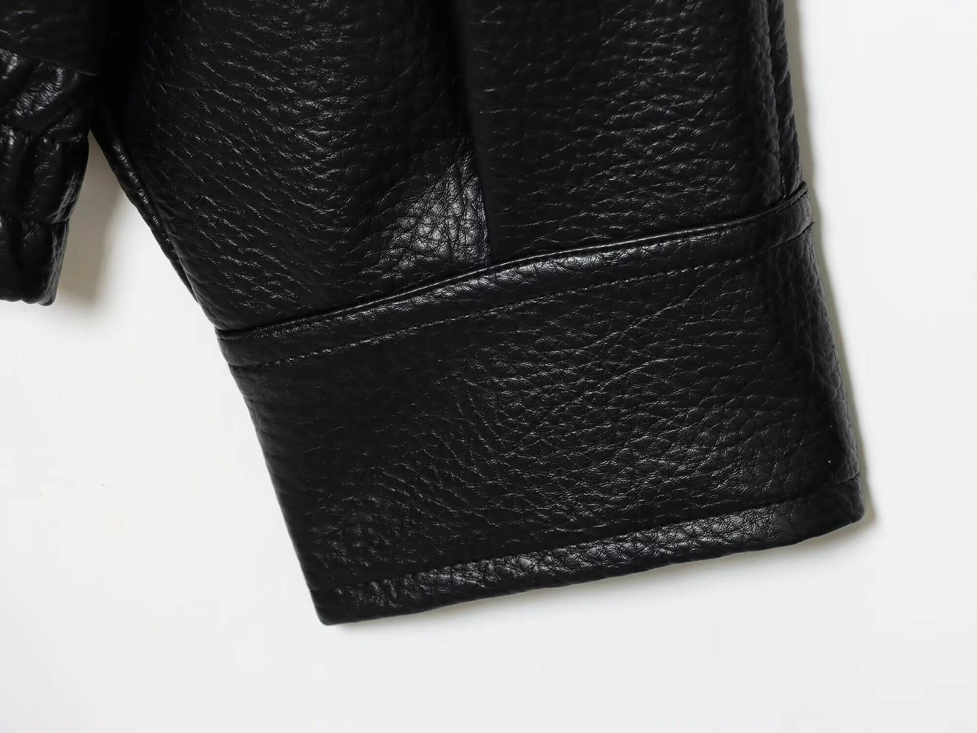 winter jacket women autumn new women's casual fashion simple faux long sleeved stand up collar leather jacket