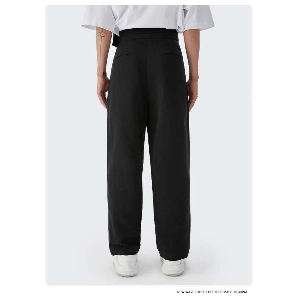 Men's Casual Fashion Straight Leg Suit Pants Men Black Dress Trousers Japanese Streetwear