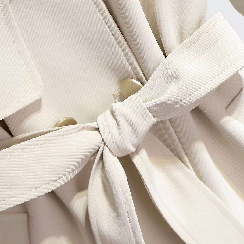 Windbreaker Jacket For Women, Petite Size, Spring And Autumn New Korean Style, Elegant Waist-Cinching Mid-Length British Style Coat B5