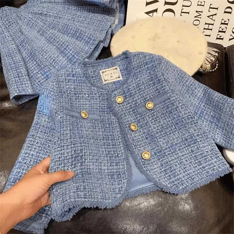 Childrens Clothing Sets Plaid Button Cardigan A-Line Pleated Skirt Sets Kids Clothes Girls Skirt Sets Toddler Girl Clothes Y251105