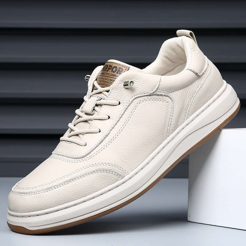 Top Layer Cowhide 2025 Autumn New Casual Genuine Breathable White Sneakers Board Leather Men's Shoes