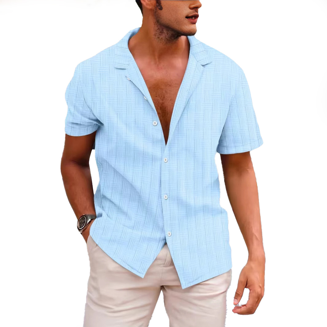 Designer men Lapel Neck Shirt New Striped Blouse Blouses Fashion Shirts Tops Short Sleeved Shirt Button up Tops for men