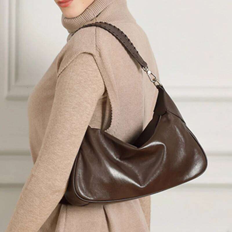 Hifashion Trendy Genuine Leather Underarm Shoulder Bags For Women 2025 Designer Crossbody Hobos Half Moon Ladies Handbags