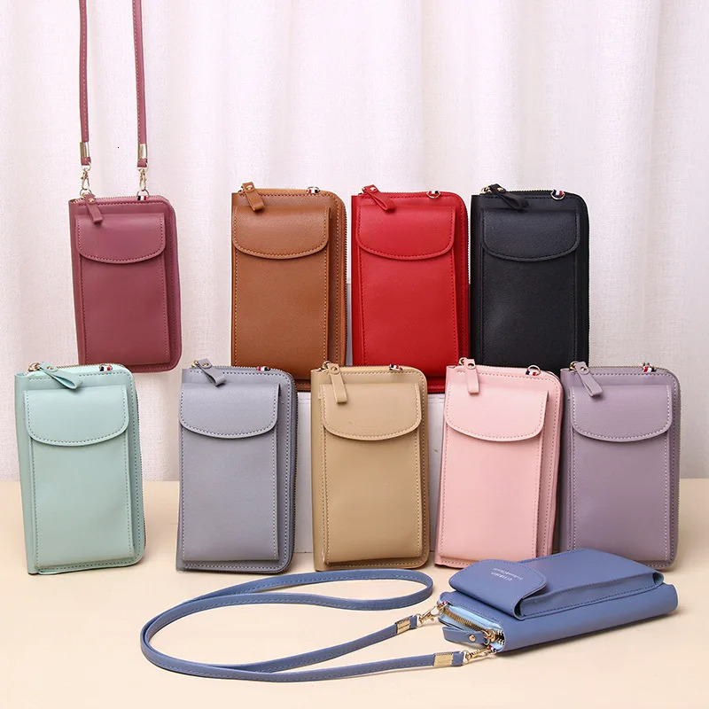 Smartphone Tassel Leather Shoulder Strap Handbag Waterproof Women Wallet Touch Screen Cell Phone Purse Bag