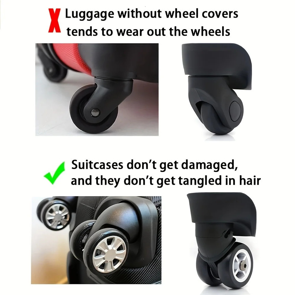 8 pcs upgraded and thickened luggage wheel protection set wheel repair set trailer luggage wheel mute set 251031