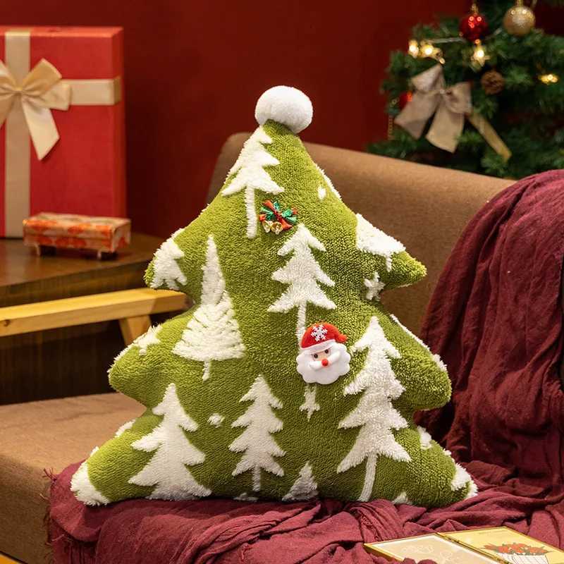 Christmas Tree Sofa Cushion Xmas Tree Stuffed Plush Toys Noel Navidad Pillow Ornament Merry Christmas Decors For Home Gifts Y251105