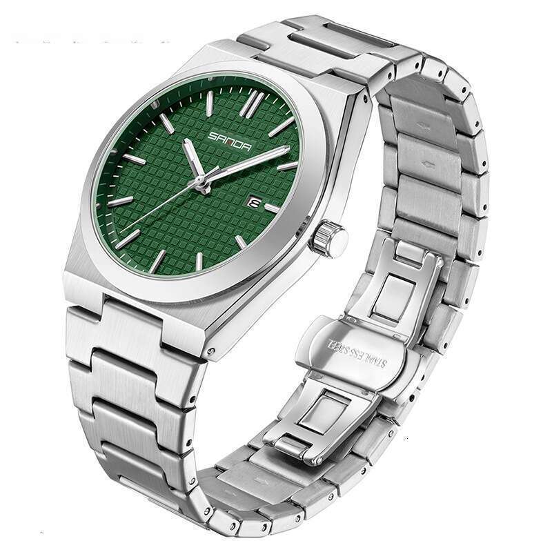 DHwatches Sanda Quartz Simple Three-Hand Single Calendar Wristwatch Business Waterproof Luminous Steel Band Men's Watch