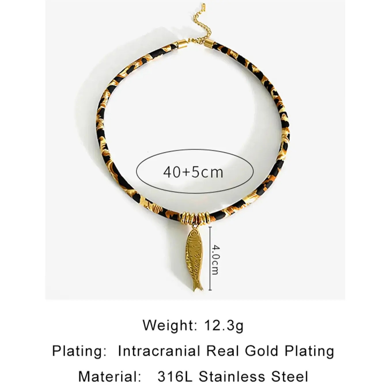 MHSSUN Stainless Steel Shell Fish Heart Sun Pendant Necklace Retro Leopard Rope Adjustable 45cm Chain Summer Beach Jewelry Gift 251031