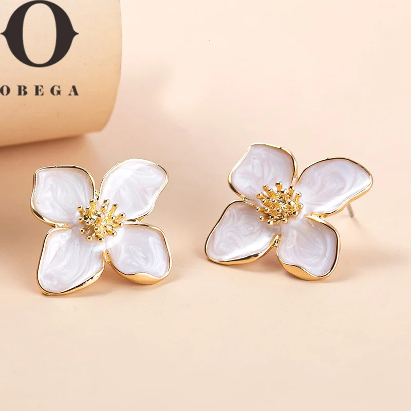 Obega flower earrings with pink and white studs spring summer trend cute jewelry for girls 250326