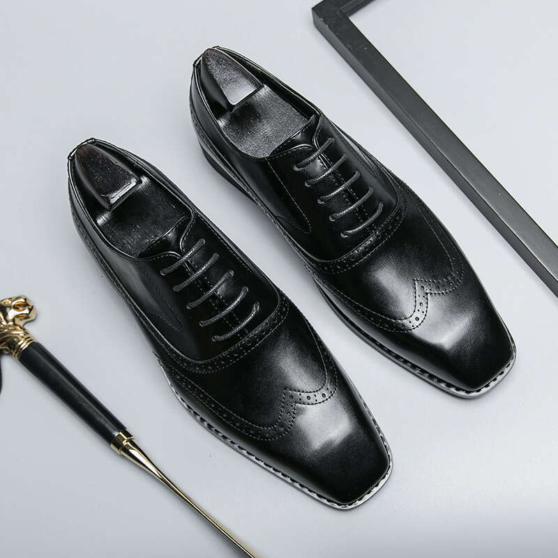Large British style block men's shoes, sizes 38-46, 2023 Spring and Autumn Season new business casual leather shoes for men