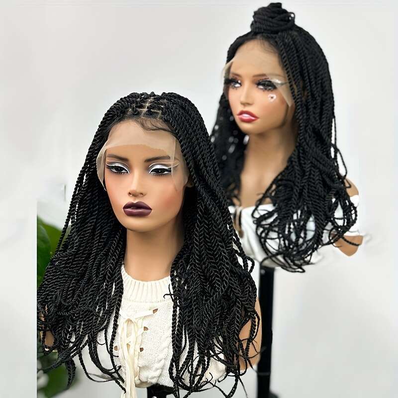 Elegant Short 9X6 Lace Front Braided Hairstyle - Pre-Plucked, Square Parted Knotless With Fine Strands