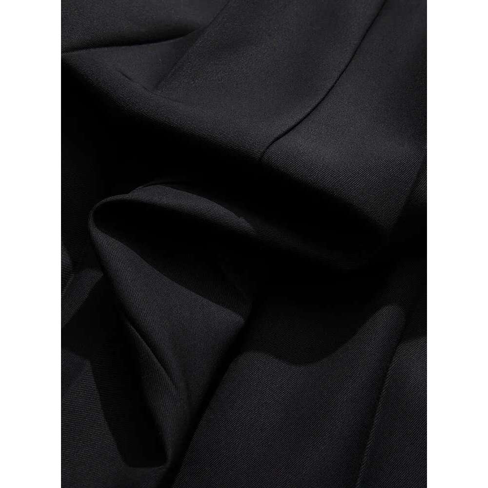 Black High-Waisted Pleated Skirts For Women Spring New Midi A-E Solid Skirt Foreign Temperament