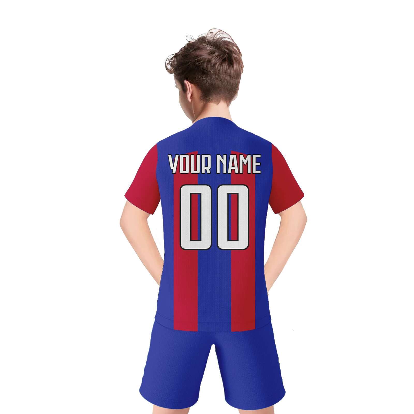 Personalized Kids Jersey Set Custom Name Number Kit Boys Girls Youth Team Soccer Uniform Blue Red Football Shirt