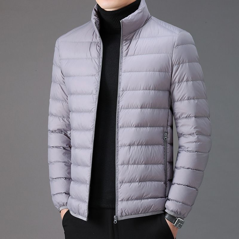Stand Collar Hooded Down Cotton Jacket for Men, Lightweight Youth Short Style, Plus Size, Autumn Winter