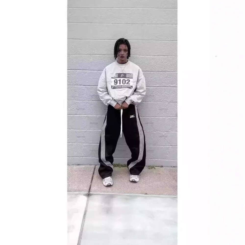 Casual Plus Size Men's Long Cross-Border Versatile Sweatpants Loose Trendy Fleece Couple Pants B5