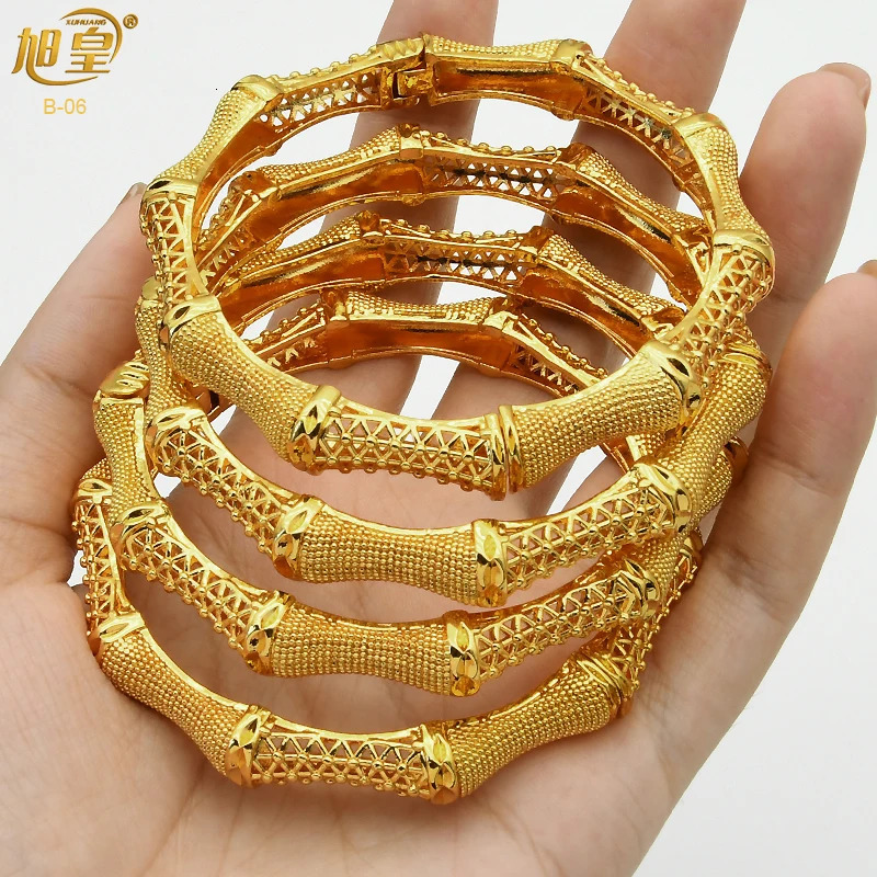 XUHUANG African Gold Color Bangles For Women Indian Middle Eastern Nigerian Wedding Plated Jewellery Brazilian Bangles 251031