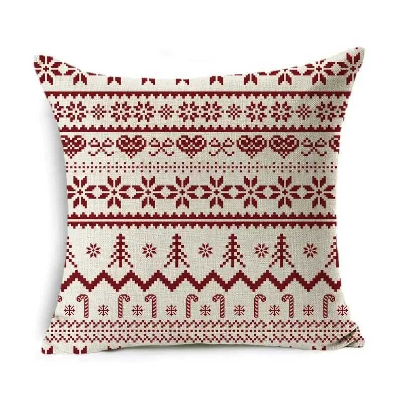 Christmas Cushion Cover Home Decoration Linen Striped Plaid Printed Red 1818 inch Pillow Case Sofa Cushion Car Cushion cover Y251105