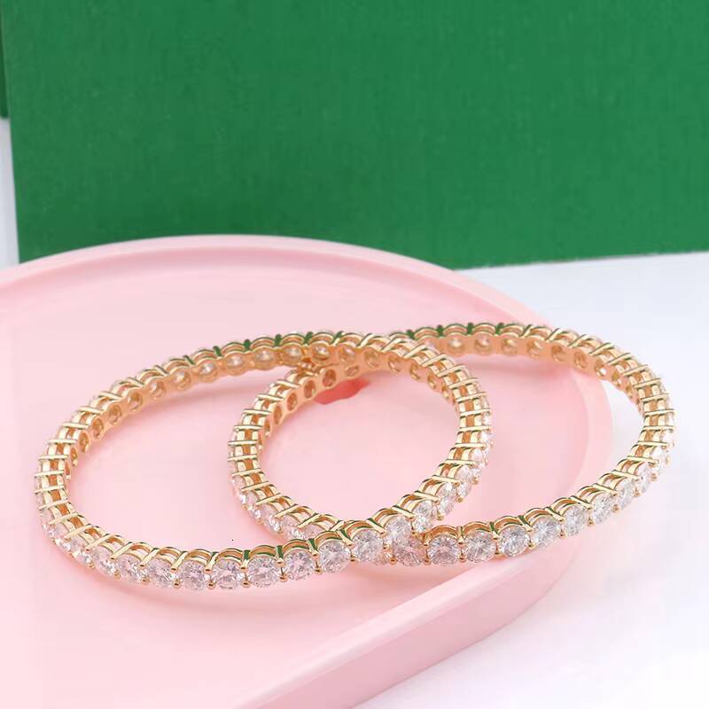 Hip Hop Style AU750 Yellow Gold Tennis BraceletBangles With 45mm Vvs Clarity Moissanite Diamond