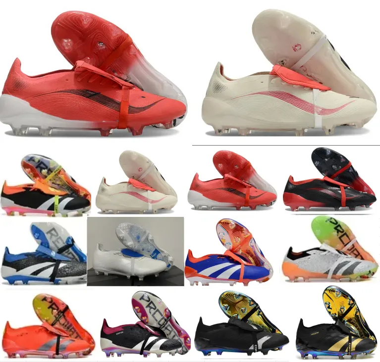 2025 Designer Football Boot Mens Gift Bag Boots BOOTS Metal Spikes Football Cleats Men LACELESS Soft Leather Pink Soccer Eur36-46