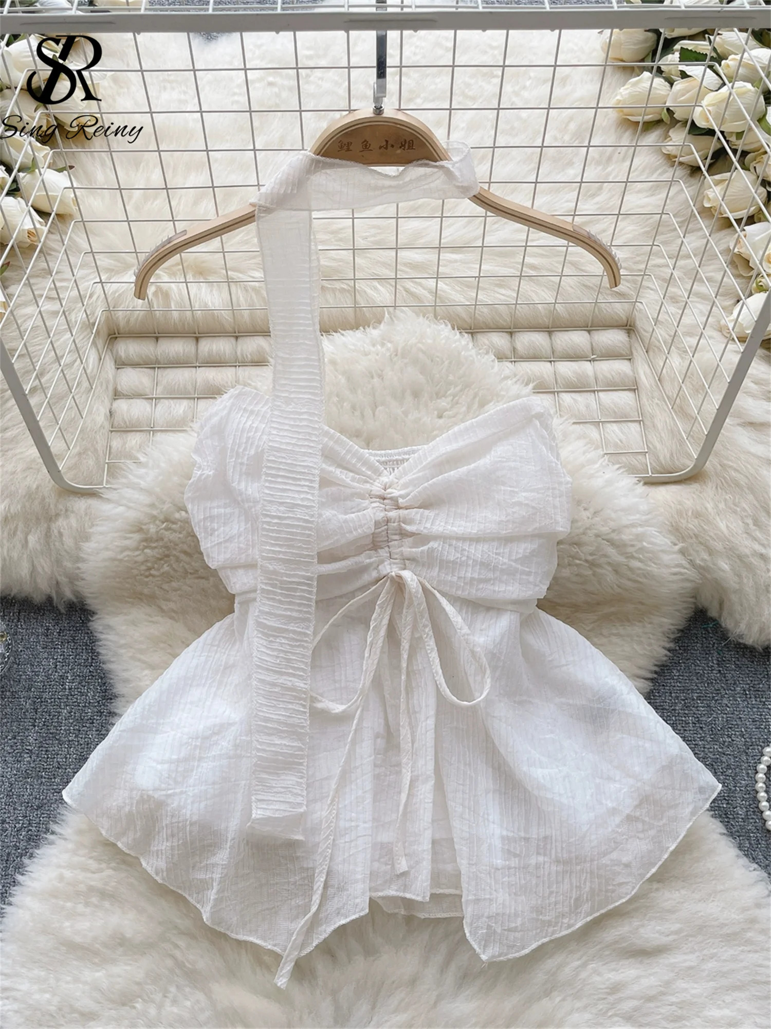 Singreiny Beach Style Chiffon Pipe Top Strap Lace Top Bow Shoulder No Back Fashion Street Clothing Sexy Tank Top 250403