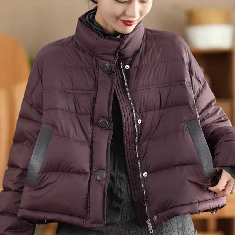 Korean Style Lightweight Down Cotton Jackets for Women 2025 New Winter Solid Casual Loose Warm Short Coats Snow OuterwearT251105