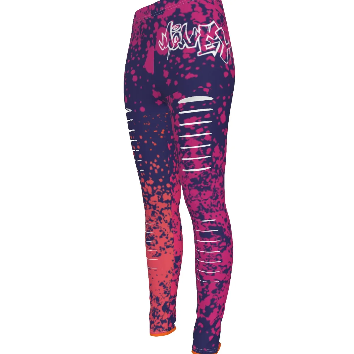 Women's Ripped Leggings All-Over Print, Distressed Workout Yoga Pants, Edgy Streetwear Fitness Pants 95% Polyester 5% Spandex