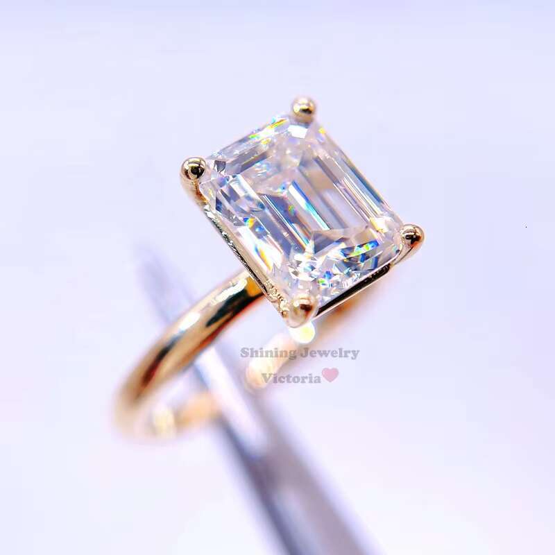 Custom Hip Hop Iced Out Rose Gold Baguette Moissanite Capital Letter Initial Ring