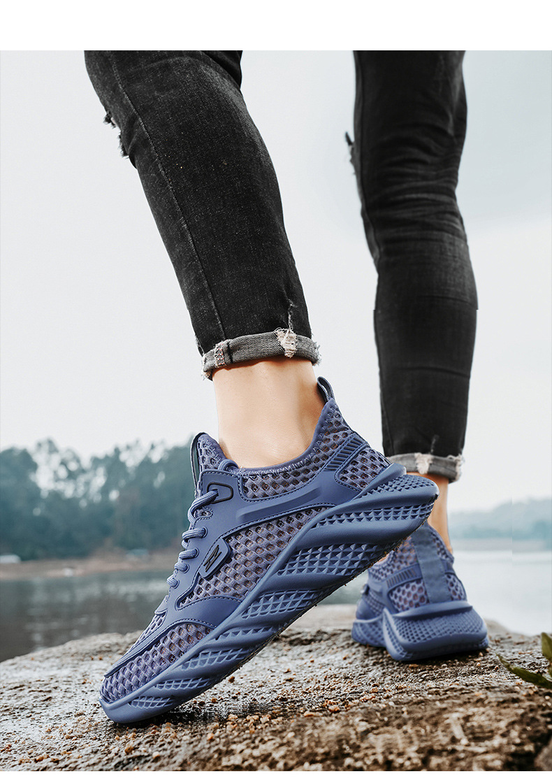 Hollowed Out Breathable Shoes Unisex 2025 Summer New Arrival Lightweight Large Mesh Comfortable Sports Shoes Low Cut Casual Walking Hiking Shoes for M