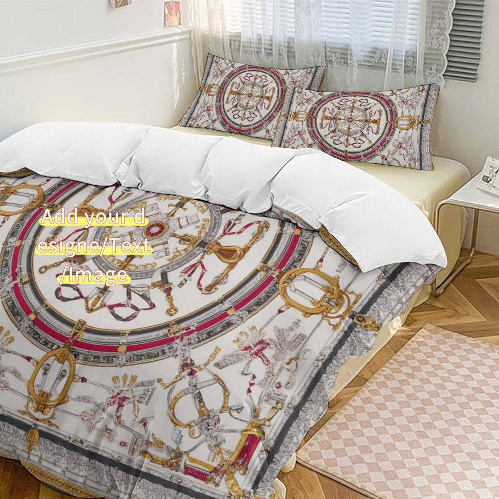 Custom Bedding Set Luxury Designer H Printing Horse Printing Quilt Cover Pillowcase 3Pcs set Pure Cotton Comfortable Bedding Set Bedroom Decoration H5